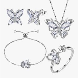 NWT Elegant Silver Butterfly Jewelry Set